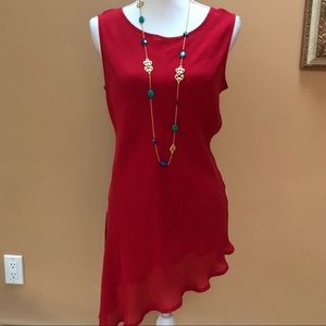 🌹NWOT Silk Red Long Tank Top/Mini Dress